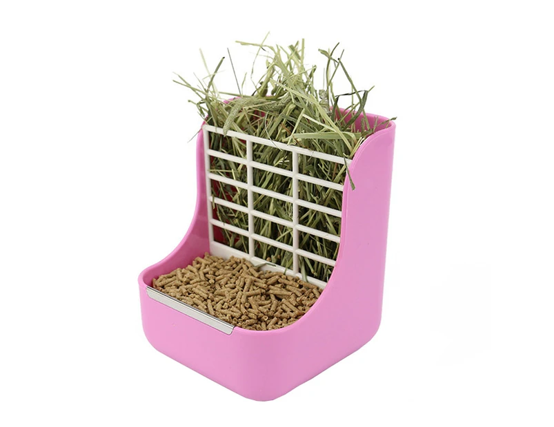 2 In 1 Rabbit Food Basin Frame Fixed Guinea Pig Food Box(Pink)