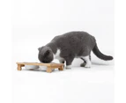 Bamboo And Wood Ceramic Cat Bowl Pet Supplies, Specification: Double Bowl