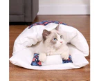 Closed Removable and Washable Cat Litter Sleeping Bag Winter Warm Dog Kennel, Size: S(Purple Owl)