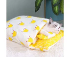 Closed Removable and Washable Cat Litter Sleeping Bag Winter Warm Dog Kennel, Size: S(Yellow Crown)
