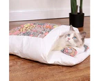 Closed Removable and Washable Cat Litter Sleeping Bag Winter Warm Dog Kennel, Size: M(Pink Cat)