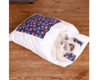 Closed Removable and Washable Cat Litter Sleeping Bag Winter Warm Dog Kennel, Size: L(Dark Blue Stars)