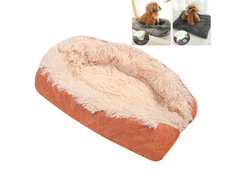 Kennel Dog Mat Dual-Use Winter Warm Cat Litter, Size:70x80cm(Orange White)