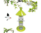 BF008 Garden Outdoor Metal Wire Mesh Hanging Transparent Plastic Tube Automatic Bird Feeder