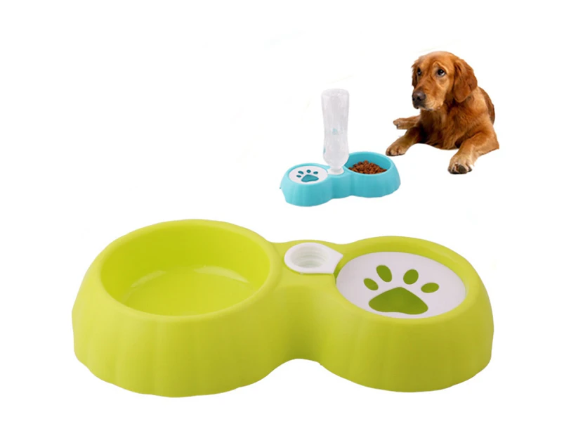 5 PCS Pet Double Bowl Food And Drinker Cat And Dog Feeder Non-Wet Mouth Drinker( Green)