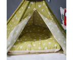 Cotton Canvas Pet Tent Cat and Dog Bed with Cushion, Specification: Small 40×40×50cm(Yellow Triangle)