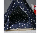 Pet Tent Removable And Washable Wooden Cat Kennel with Cushion, Specification: Small 40×40×50cm(Navy Blue Eyes)