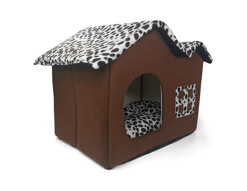 Spot Double Roof House Removable Pet Cushion Villa, Specification: 50x38x35cm(Brown)
