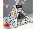 Small And Medium Dog Pet Tent Dog Cat Litter, Specification: Medium 50×50×60cm(Blue Leaves with Cushion)