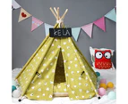 Cotton Canvas Pet Tent Cat and Dog Bed with Cushion, Specification: Medium 50×50×60cm(Yellow Triangle)