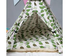 Pet Tent Lime Leaf Kennel Pet Bed, Specification: Large 60×60×70cm(Green Leaves with Cushion)