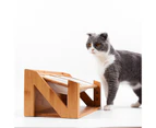 Bamboo Wood Lifting Cat Dining Table Adjustable Height Inclined Cat Bowl, Specification: N Bowl Porcelain Bowl