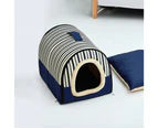 Dog Kennel Removable & Washable Pet Bed Autumn Winter Pet Supplies, Specification: M(Blue Stripes)