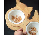 Protect Cervical Spine Cat Food Bowl Ceramic Dog Water Bowl, Specification: Three Bowl Porcelain Bowl
