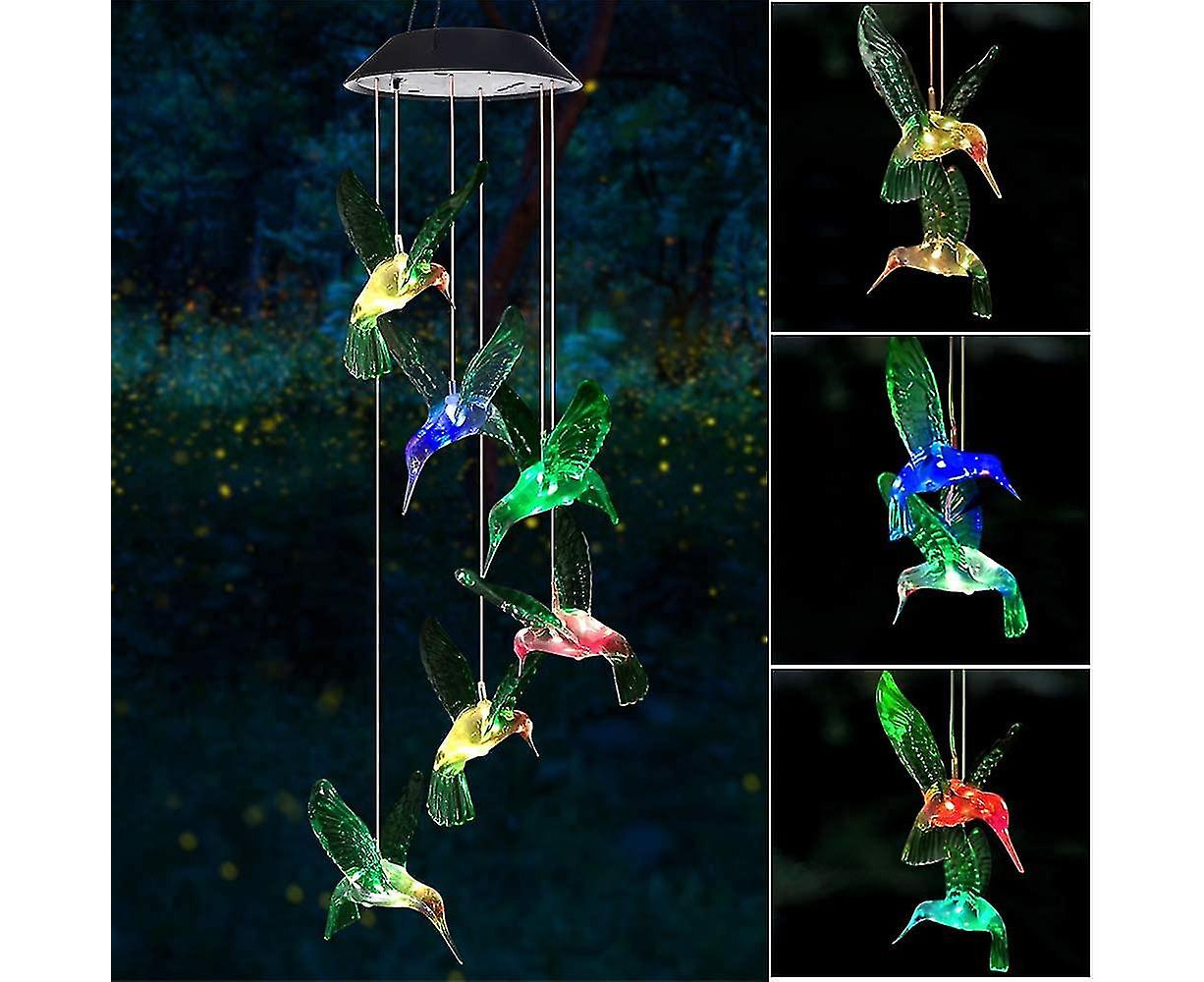 Mobile Hanging Solar Hummingbirds Wind Chimes Gift For Mum Home Garden ...