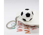 2 Pcs Key Ring Vibrant Color Water-proof ABS School Carnival Reward Soccer Keychain for Kids Black