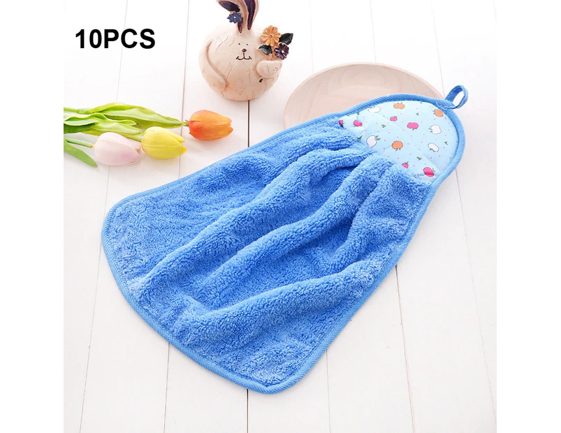 10 PCS Kitchen Hand Towel Absorbent Coral Fleece Thickened Rag(Sky Blue)