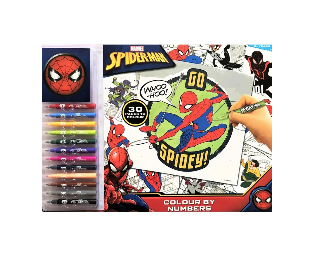 Marvel Spiderman Colour By Numbers Kids Colouring Book Children/Toddler 3y+