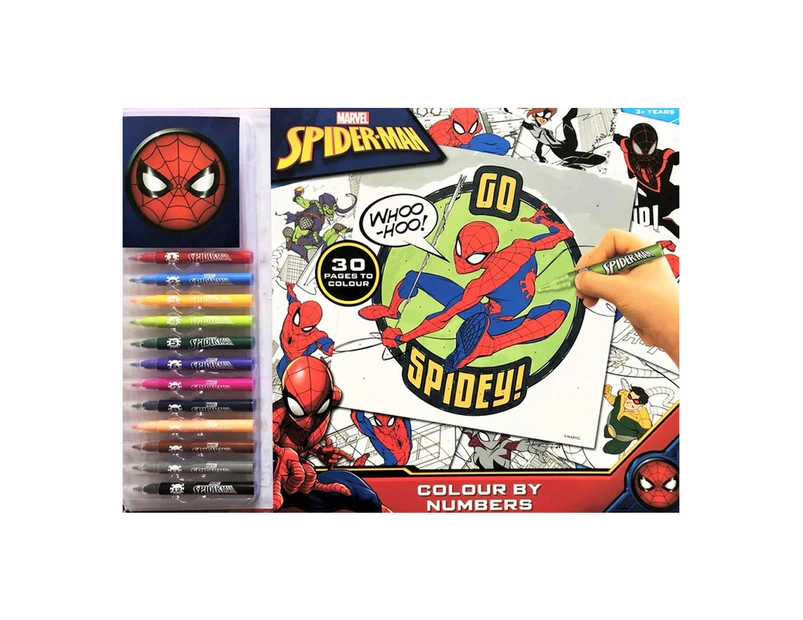 Marvel Spiderman Colour By Numbers Kids Colouring Book Children/Toddler 3y+