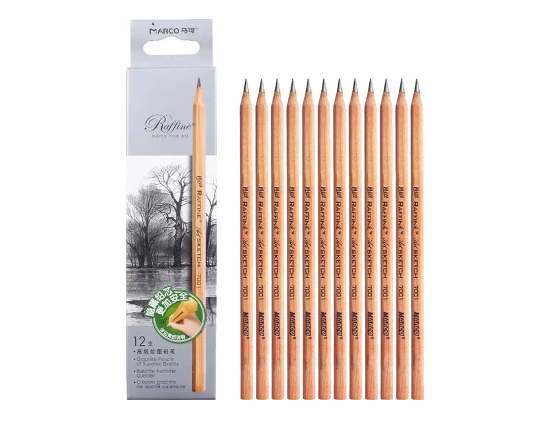 2 Boxes Marco 7001 Sketch Pencil Children Original Wooden Word Learning Stationery Art Calligraphy Drawing Pencil, Lead hardness: 4B