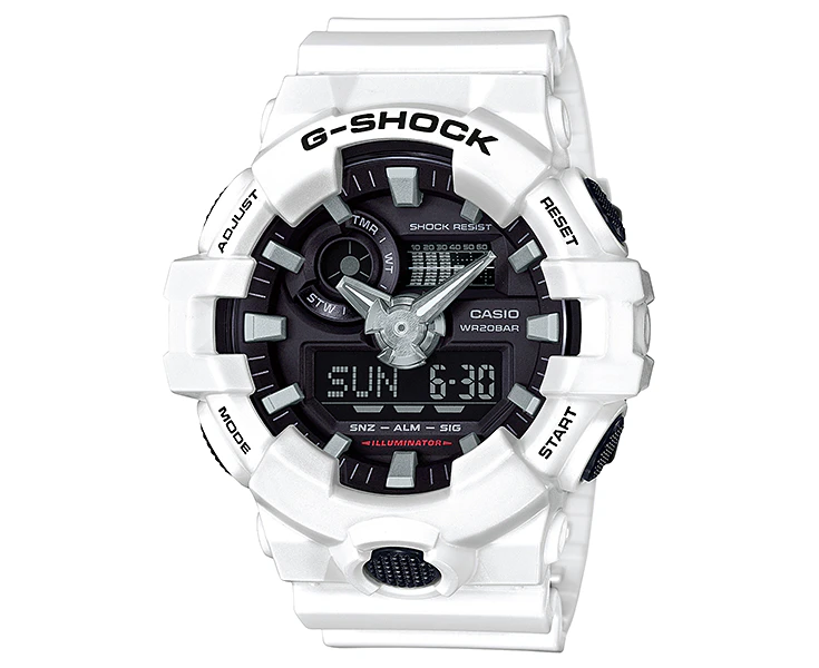 Casio G-Shock GA700 Series White Digital & Analog Watch GA-700-7ADR