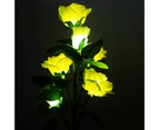 Landscape Light Realistic Looking Waterproof Vivid Color Clear Veins Enhance Atmosphere Stainless Steel LED Solar Simulation Rose Flower Light Decor - Yellow