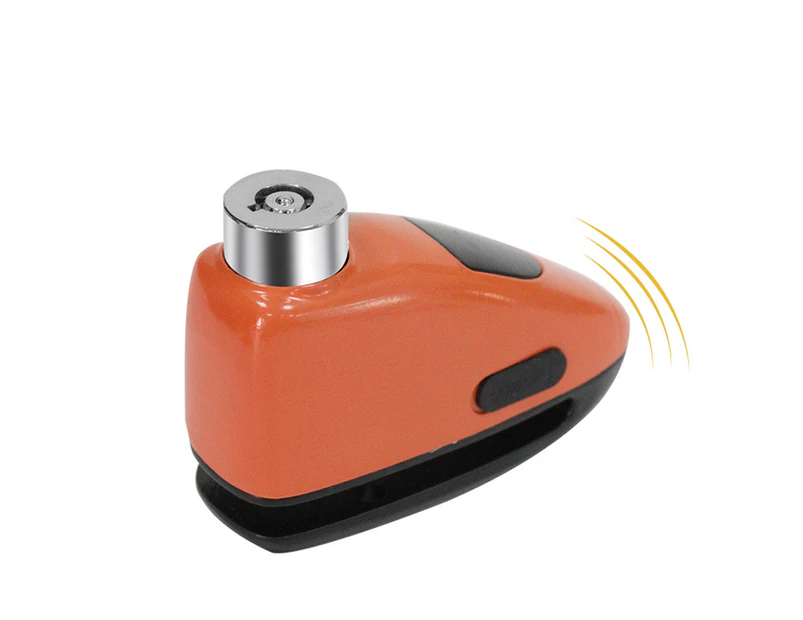 Type-C Charging Disc Lock High Decibel Alarm Waterproof Press Lock-in Anti-Theft Alloy Impact Resistant Brake Lock for Motorcycle - Orange A