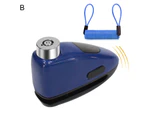Type-C Charging Disc Lock High Decibel Alarm Waterproof Press Lock-in Anti-Theft Alloy Impact Resistant Brake Lock for Motorcycle - Blue B