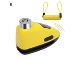 Type-C Charging Disc Lock High Decibel Alarm Waterproof Press Lock-in Anti-Theft Alloy Impact Resistant Brake Lock for Motorcycle - Yellow B