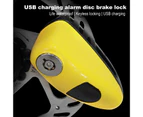 Type-C Charging Disc Lock High Decibel Alarm Waterproof Press Lock-in Anti-Theft Alloy Impact Resistant Brake Lock for Motorcycle - Yellow B