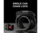 Bicycle Chain Lock Five-digit Combination High Safety Performance Steel Wiring Thicken Texture Bike Cable Code Lock for Riding - Black