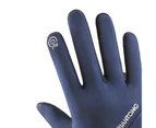 1 Pair Riding Glove Anti-slip Wear Resistant Cloth Men Winter Waterproof Cycling Gloves for Hiking - Dark Blue