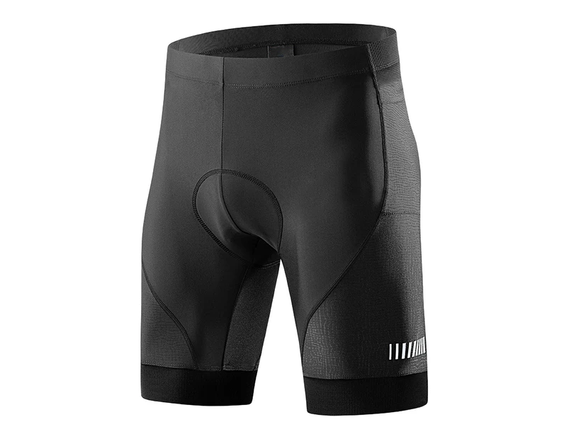 Reflective Short Pants Comfortable Anti-UV Skinny Moisture Wicking Solid Color Shock Absorbing Bike Shorts for Cycling - Black