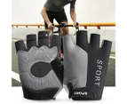 1 Pair Half Finger Gloves Non-slip Cycling Supplies Net High Elasticity Sports Gloves for Climbing - Grey