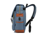 16-inch Shoulder Backpack Flap Design External USB Charging Load Bearing Shoulder Strap Zipper Closure Convenient Storage Splash Proof Vintage Backpack - E