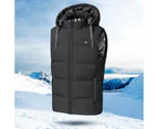Heated Vest Hooded Stand Collar Energy-saving Long Battery Life Fleece Lining Keep Warm USB-Powered 7 Heating Zones Heated Jacket for Outdoor - Black
