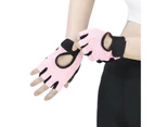 1 Pair Cycling Gloves Wear-resistant Non-slip Adjustable Sweat Absorption Fine Stitching Protect Hand Multi-purpose Cycling Half Finger Short Gloves - Pink