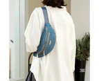Women Crossbody Bag Multifunction Korean Style Storage Smooth Zipper Waistbag for Travel - Blue