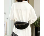 Women Crossbody Bag Multifunction Korean Style Storage Smooth Zipper Waistbag for Travel - Black