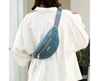 Women Crossbody Bag Multifunction Korean Style Storage Smooth Zipper Waistbag for Travel - Blue