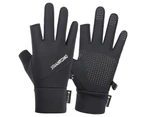 1 Pair Thicken Winter Gloves Windproof Keep Warm Wear-resistant Two Fingers Exposed Cold Protection Outdoor Motorcycle Gloves for Cycling - Black Womens