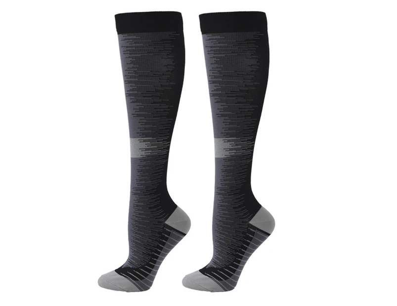 1 Pair Compression Socks Jacquard Sweat-absorbing Anti-friction Good Stretch Socks for Running - Grey