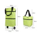 Shopping Bag Eco-friendly Collapsible Oxford Cloth Wheeled Climbing Cart for Outdoor-Green