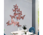 1 Set Wall Sticker Eye-catching 3D Visual Effect Paper Pretty Butterfly Shaped Window Sticker for Home-Rose Gold 6