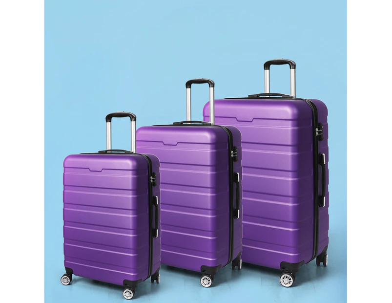 Slimbridge 3PC Luggage sets Suitcase 20" 24" 28" Set Travel TSA Hard Case Purple