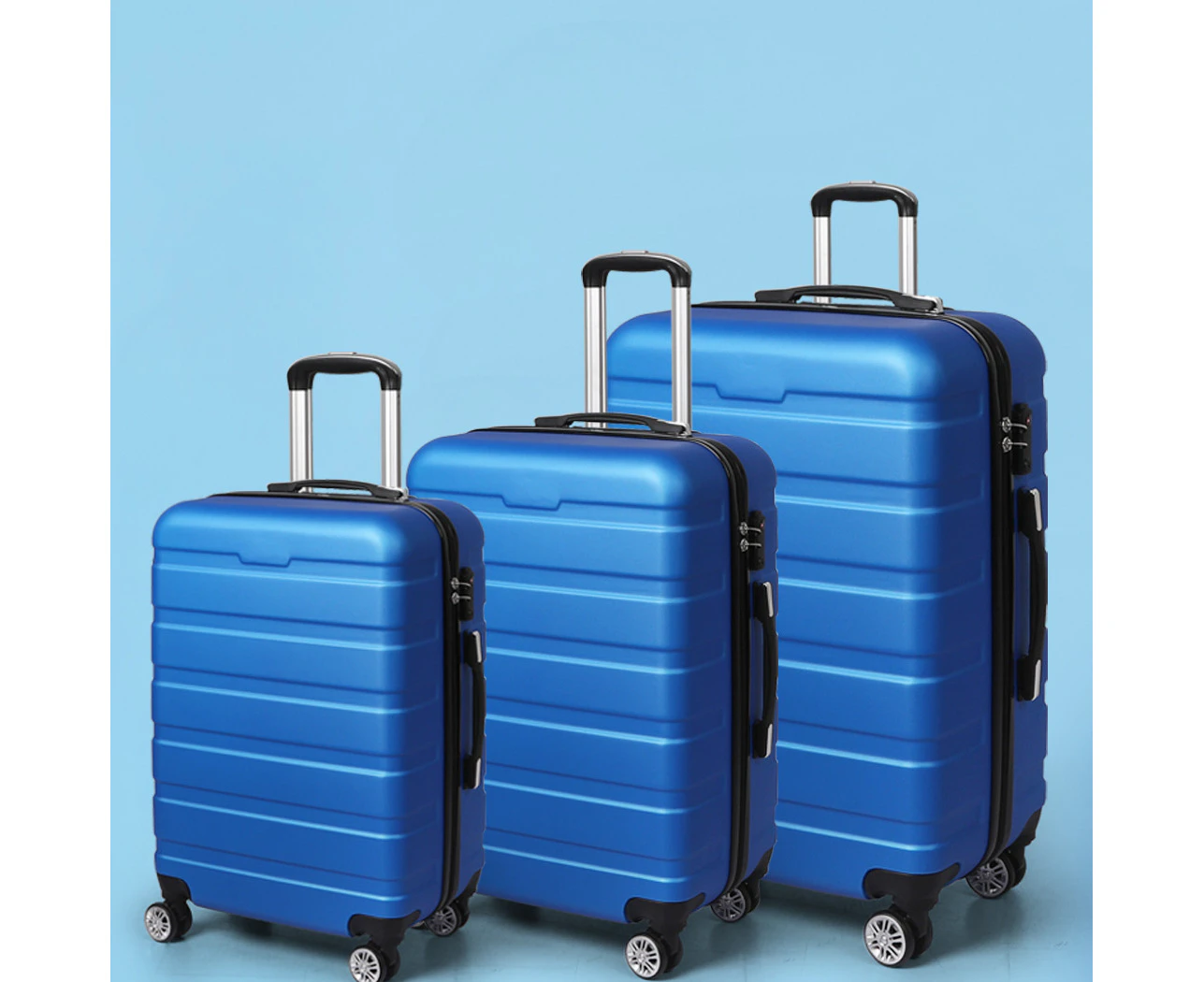 Slimbridge 3PC Luggage sets Suitcase 20" 24" 28" Set Travel TSA Hard Case Blue