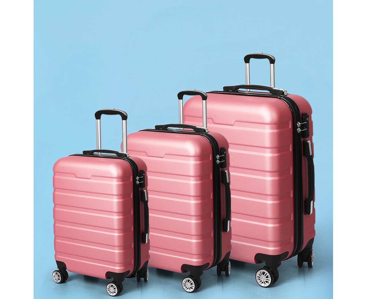 Slimbridge 3PC Luggage sets Suitcase 20" 24" 28" Travel TSA Hard Case Rose Gold