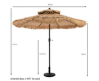 Costway 2.6M Hawaiian Beach Umbrella Tilting Outdoor Parasol Fringed Sun Shade Shelter Balcony Garden Patio