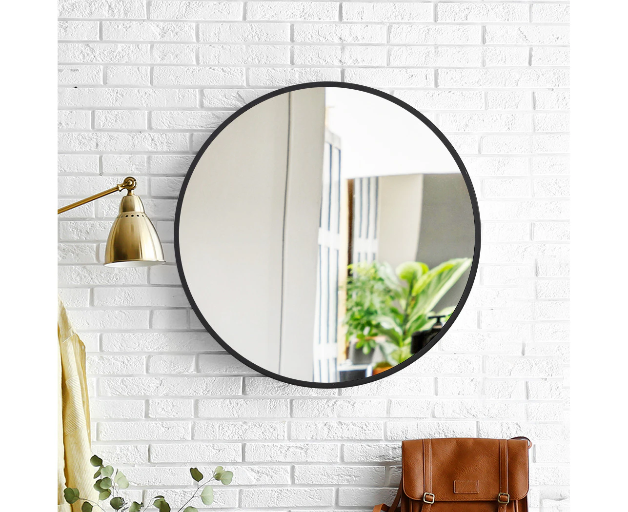 Wall Mirror Round Shaped Bathroom Makeup Mirrors Smooth Edge 70CM