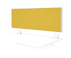 Desk Mounted Privacy Screen [1400W x 500H] - white frame, mustard yellow, double desk rod bracket